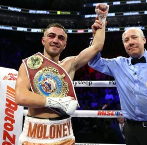 Jason Moloney Instagram - AND STILL 🏆 

An absolute war last night! Hats off to Sanchez who really came hungry to try and take my title but I dug deep and pulled out a very tough win. 

Huge thanks to my coach Angelo Hyder and my manager Tony Tolj for all of their help and the sacrifices they make for me and my career, particularly this prep being away from their families for a month over Christmas. 
The relentless work I do in the gym with H each day paid off big in the championship rounds last night! 

Thanks also to Nobbsy for all his help in the gym each day and to Brian Willmott for his help in the corner and the great job on my cuts.
Thanks also to my brother Andrew Moloney for flying over to support me and being in my corner both in and out of the ring. 

Huge thanks to Top Rank and Eye of the Tiger for the opportunity to fight in Quebec City, a great show, an incredible atmosphere and beautiful city. 

Thanks to my incredible sponsors who support me and allow me to prepare 100% for these big championship fights. 

Major Sponsor-
@forest1au 

Gold Sponsor-
@ppteu 

Silver Sponsors- 
Retz Plumbing 
@directcranes 
@everlastaustralia 

Bronze Sponsors- 
@technologypeople 
@kamikaze.energy 
@bell_partners 
@truehealthsolutionsau 

Thank you to Jorja for always being the most supportive partner I could wish for and doing whatever it takes to allow me to live this dream. So good to have you there with me last night. 

Lastly thank you to everybody for the amazing support! So many messages that I have not had the chance to get back to yet, I appreciate you all. 

Big year coming up! Onto the next 🏆