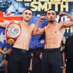 Jason Moloney Instagram - Flying the flag on the world stage. ⚖️ @jasonmoloney: 117.5 lbs ⚖️ Saul Sanchez: 117.8 lbs . #ozboxing #boxing #BeterbievSmith