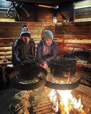 Jasper Pääkkönen Instagram - A blast in Lapland with @travisfimmel doing -25C, frostbites, ice fishing (catch & eat), snowmobiles, aurora hunting at @leviniglut, sauna and ice swimming. #suomifinland #sauna #avantouinti #levilapland #visitlevi #vikings in #valhalla
