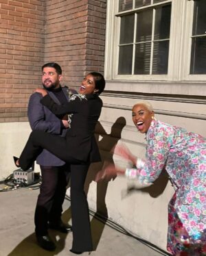 Javicia Leslie Instagram - Outfest, once again you’ve stolen my heart ♥️ The community that you constantly build is such a safe space for us! Thank you for having me this weekend. I had maybe a little too much fun! @thejerriejohnson your stuck with me now 😂😂😂 
It may look like @damien.s.navarro is a bit frightened by us, but it’s actually true love 😂😂
GLAM:::::
👗: @reginaldreisman (@theory__ )
✂️: @matthewreisman 
👠: @louboutinworld 
💇🏾‍♀️: @itsraela 
💄: @makeupbyejgregory