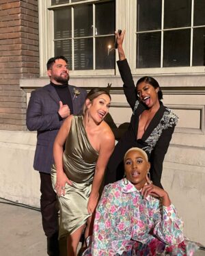 Javicia Leslie Instagram - Outfest, once again you’ve stolen my heart ♥️ The community that you constantly build is such a safe space for us! Thank you for having me this weekend. I had maybe a little too much fun! @thejerriejohnson your stuck with me now 😂😂😂 
It may look like @damien.s.navarro is a bit frightened by us, but it’s actually true love 😂😂
GLAM:::::
👗: @reginaldreisman (@theory__ )
✂️: @matthewreisman 
👠: @louboutinworld 
💇🏾‍♀️: @itsraela 
💄: @makeupbyejgregory