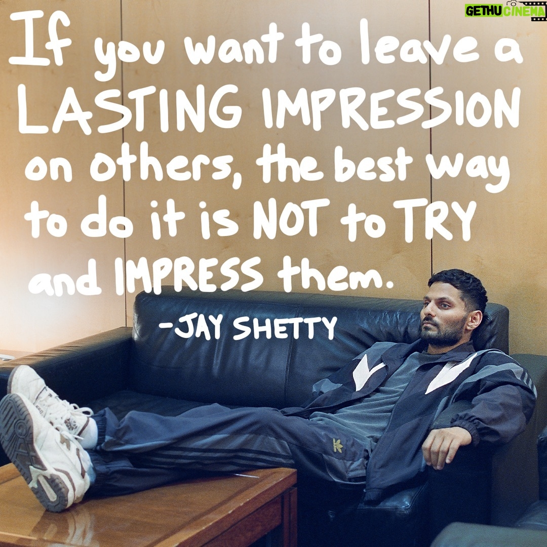 Jay Shetty Instagram - Leave a “YES” below if you agree👇 Being your genuine self is the best way to leave an impression on someone. If you’re putting up a facade to impress someone, that’s something you need to be conscious about and it won’t allow you to be truly comfortable around them.