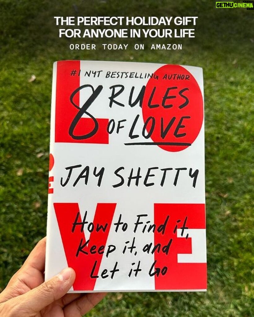 Jay Shetty Instagram - Get your copy now at the link in my bio! There’s still time! My book 8 Rules of Love: How to Find It, Keep It, and Let It Go would make a great gift for the holidays 🎁 Nobody sits us down and teaches us how to love… so we’re often thrown into relationships with nothing but romance movies and pop culture to help us muddle through. My NYT best-seller changes all that by offering a new perspective drawing on ancient wisdom and new science ❤️ Get it now on Amazon!
