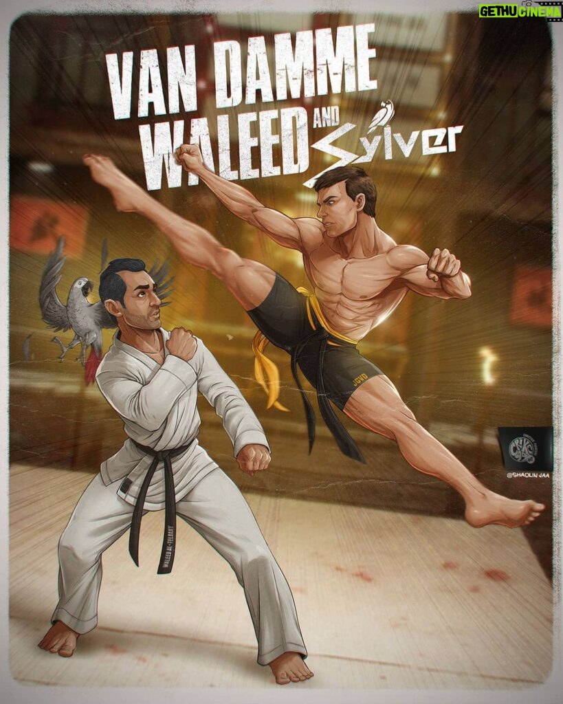 Jean-Claude Van Damme Instagram - Van Damme sparring with Waleed & Sylver @wf.figures @shaolinjaa @crike99art #JCVD