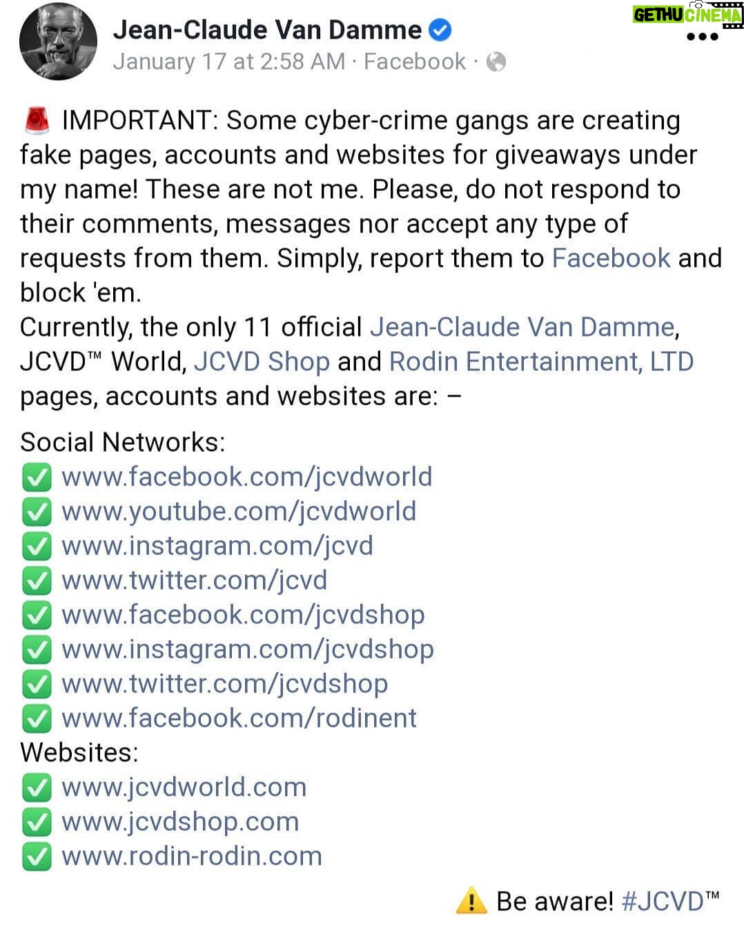 Jean-Claude Van Damme Instagram - Published on Facebook · January 17th, 2021 #JCVD