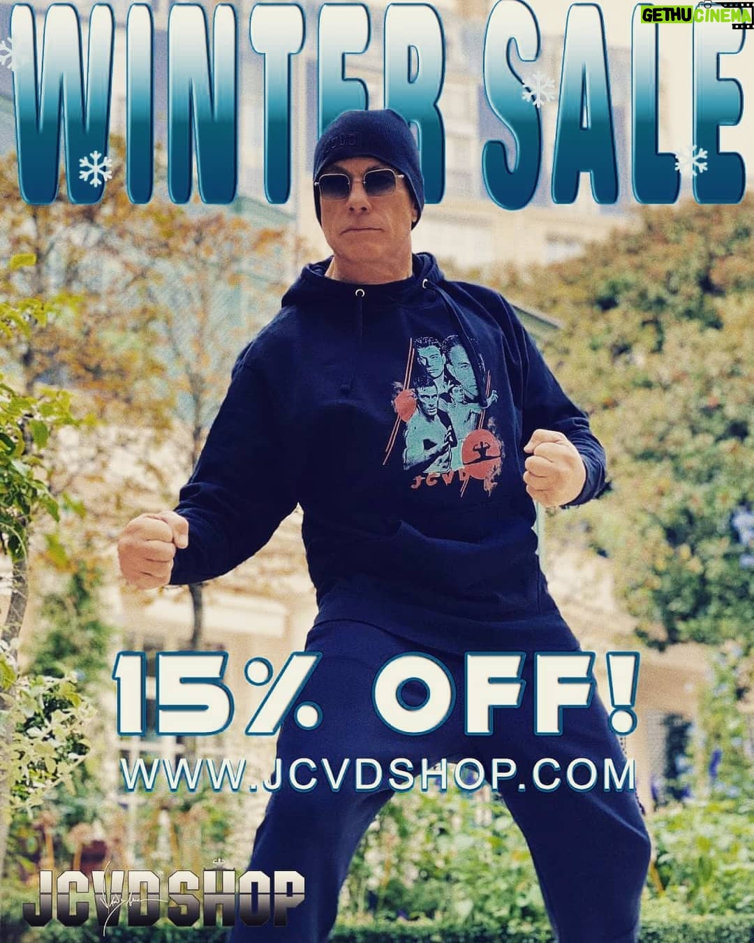 Jean-Claude Van Damme Instagram - ❄️ Enjoy the @JCVDshop Winter SALE❗ 15% OFF‼️ 🛒 Shop now WWW.JCVDSHOP.COM and use the code: JCVD15 Note: Sale ends this Monday. #JeanClaudeVanDamme #JCVD #VanDamme #SALE #wintersale #JCVDshop