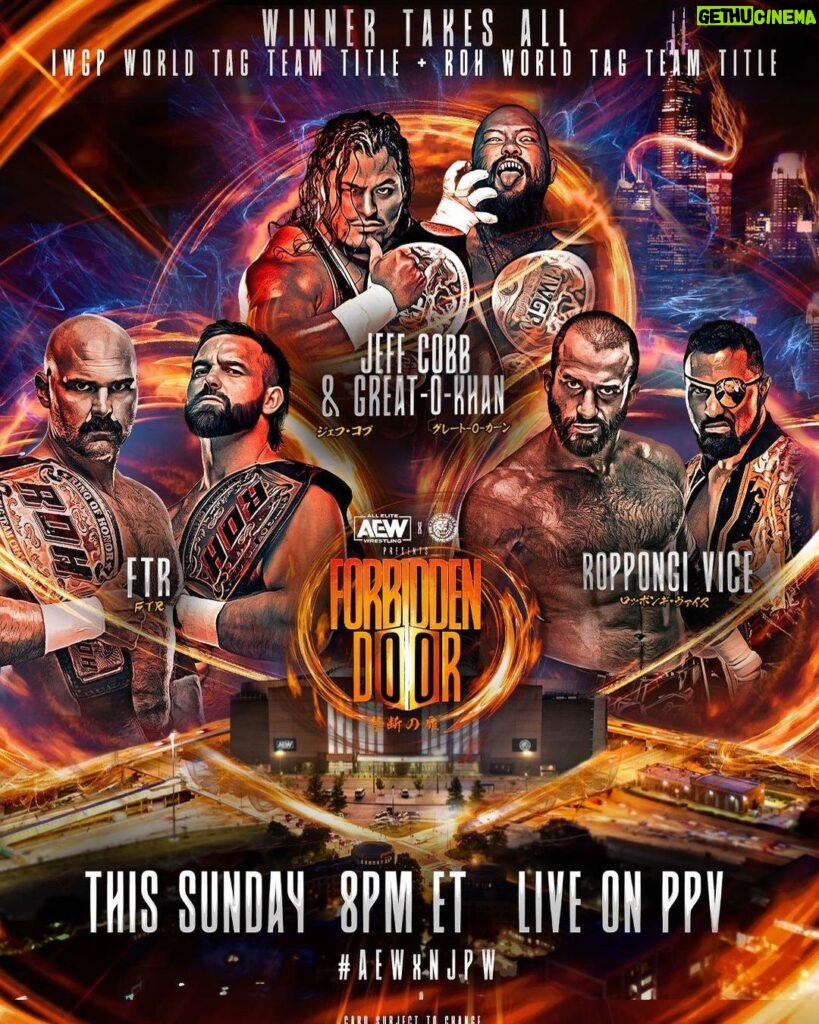 Jeffrey Cobb Instagram - Tonight! Live on PPV! What better setting? The United Center in Chicago is where the United Empire walk out with more GOLD!!!!!!! #JeffCobb #UnitedEmpire #NJPW #AEW #ForbiddenDoor #IWGP #UnitedCenter #PPV