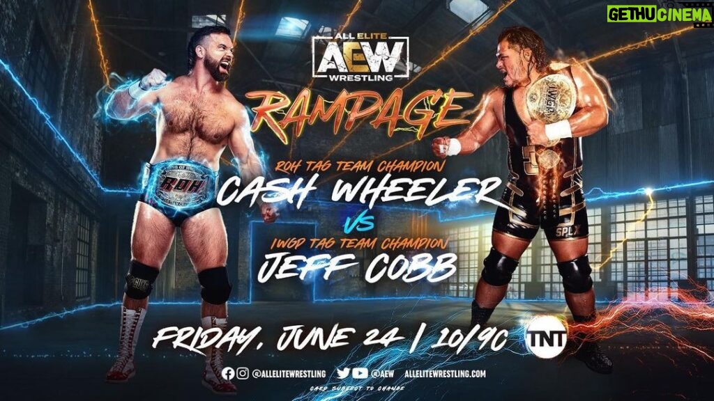 Jeffrey Cobb Instagram - Right before we walk out of The United Center with all the gold on Sunday, I will take Cash on a quick tour. I promise to return him in time for the PPV! #JeffCob #NJPW #AEW #UnitedEmpire #Rampage #ForbiddenDoor #TNT #TBS
