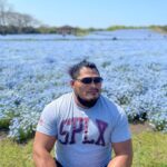 Jeffrey Cobb Instagram - At this rate I’ll be smelling all the flowers in Japan! Remember kiddos, stop and smell the roses…. I mean Nemophila. Enjoy the smaller things in life and take in all the sights and sounds you can 🤙🏽🤙🏽🤙🏽🤙🏽 #JeffCobb #SPLX #Nemophila #CapybaraTea #Kyoto #Japan #SpringTime