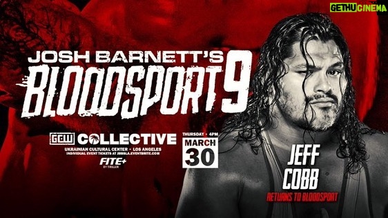 Jeffrey Cobb Instagram - So looks like I’ll be in LA suplexing peeps before I go off to hunt a Moose! One of my most favorite places to throw down, Bloodsport….. I am looking forward to this, my opponent, whoever it is, not so much #JeffCobb #Bloodsport #JBBloodsport #NJPW #ManiaWeekend #TheCollective Los Angeles, California