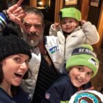 Jeffrey Dean Morgan Instagram - Superbowl! Gus knew his dad a bit bummed it’s not our hawks playing... so halftime he finished decorating the coolest cake for me, George, and hil! Awesome. We killed it, and danced it off with @jlo and @shakira! Back to football. Big love and thanks to the @seahawks for the coolest jackets ever!! We’ll be wearing next year when we win it all!! Xothemorgans