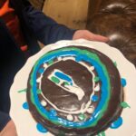 Jeffrey Dean Morgan Instagram - Superbowl! Gus knew his dad a bit bummed it’s not our hawks playing... so halftime he finished decorating the coolest cake for me, George, and hil! Awesome. We killed it, and danced it off with @jlo and @shakira! Back to football. Big love and thanks to the @seahawks for the coolest jackets ever!! We’ll be wearing next year when we win it all!! Xothemorgans
