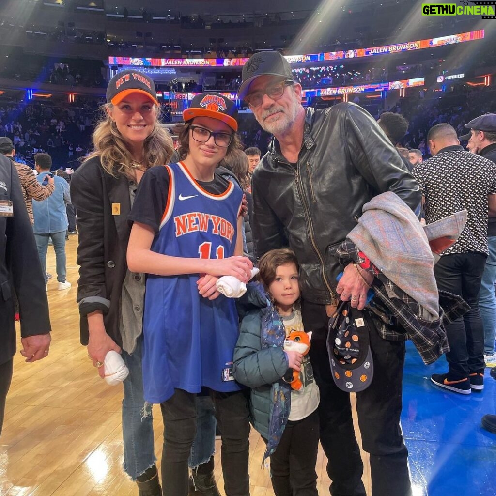 Jeffrey Dean Morgan Instagram - Holy smokes. We had A DAY!! Thank you to @nyknicks and the good folks @thegarden for a day we will NEVER forget!! Wrapping up Gusy Deans birthday with the greatest day ever! WHAT A GAME!!! Knicks beat nuggets, team with best record in @nba this season… in a nail biter!! Knicks have been on fire since all star break and to see live and in person?! SPECTACULAR!! Halftime in lounge a little party for gus… cake, and a signed jersey from his favorite player @jalenbrunson1!! Can’t thank everyone enough. George also was wide eyed and so excited to be a part of that crowd and a big win!! Thank you for “dead city” love… think my kids think im a bit cooler than I was when we woke up today!! Big love to all. Thank you again! @hilarieburton @amc_tv @amcplus oh yeah…. DEAD CITY coming this JUNE!! Xxjd PS, just wanna add to this, my wife is the single coolest person I know. The best mom, and hottest lady in the world. No one else I’d wanna be sharing life, and everyday with. “Sports.”