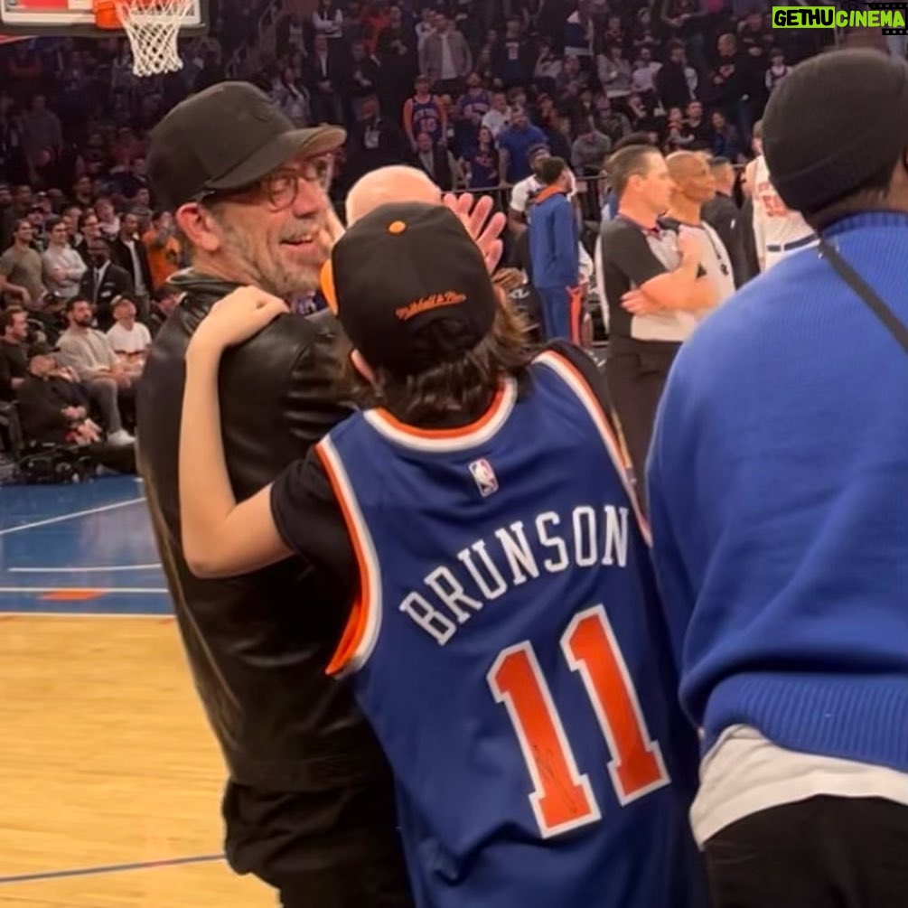 Jeffrey Dean Morgan Instagram - Holy smokes. We had A DAY!! Thank you to @nyknicks and the good folks @thegarden for a day we will NEVER forget!! Wrapping up Gusy Deans birthday with the greatest day ever! WHAT A GAME!!! Knicks beat nuggets, team with best record in @nba this season… in a nail biter!! Knicks have been on fire since all star break and to see live and in person?! SPECTACULAR!! Halftime in lounge a little party for gus… cake, and a signed jersey from his favorite player @jalenbrunson1!! Can’t thank everyone enough. George also was wide eyed and so excited to be a part of that crowd and a big win!! Thank you for “dead city” love… think my kids think im a bit cooler than I was when we woke up today!! Big love to all. Thank you again! @hilarieburton @amc_tv @amcplus oh yeah…. DEAD CITY coming this JUNE!! Xxjd PS, just wanna add to this, my wife is the single coolest person I know. The best mom, and hottest lady in the world. No one else I’d wanna be sharing life, and everyday with. “Sports.”