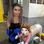 Jelai Andres Instagram - “wanna play?” 👻 Happy Halloween from me and Popoy 🖤 (swipe left) Insert Gucci 🐕