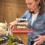 Jennifer Garner Instagram - #PretendCookingShow: Zoodles and Tomato Sauce. 🍝 #KitchenAidAmbassador You mean we can have pasta but it’s zucchini? Where has the spiralizer been all my life?! Simple and delicious— thanks to my @kitchenaidusa Spiralizer Attachment. Marcela Hazan’s famous three ingredient sauce is so easy and so good— you will be a hero. Yum. #ad . Marcella Hazan’s Tomato Sauce & Zucchini Noodles Ingredients: * 28 ounce can San Marzano whole peeled tomatoes * 5 tablespoons butter * Onion, peeled & cut in half * Salt * 4 small zucchini * 1 clove garlic, minced * Olive Oil * Dried Thyme & Rosemary * Fresh ricotta cheese * Shaved parmesan cheese . Directions: 1. Combine tomatoes, their juices, butter and onion halves in a saucepan. Add a pinch or two of salt. 2. Place over medium heat and bring to a simmer. Cook, uncovered, for about 45 minutes. Stir occasionally, mashing any large pieces of tomato with a spoon. Add salt as needed. 3. Discard the onion before tossing the sauce with pasta or “pasta.” 4. Meanwhile, while cooking, use your @kitchenaidusa Spiralizer Attachment to create ribbons of zucchini noodles. 5. Drizzle olive oil in a sauce pan. Add garlic and zucchini noodles. Sauté until soft, ~4-5 minutes. I added dried thyme and rosemary (and a pat of butter 🤫😬). Remove from heat. 6. I quickly used my @kitchenaidusa 7 Qt Bowl Lift Stand Mixer to whip some fresh ricotta. 7. Combine zoodles and tomato sauce in a bowl. Top with a dollop of whipped ricotta and shaved parmesan. 8. Yum.