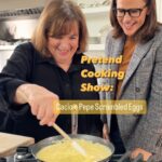 Jennifer Garner Instagram - #PretendCookingShow: Cacio e Pepe Scrambled Eggs. 🍳 Happy birthday to my Queen, my friend, and my Cooking Fairy, @inagarten. Making a Pretend Cooking Show with the Contessa who inspired it was 🤯 meta for my brain. I always love meeting up with you, Ina, especially for our very special, to-be-seen-in-2024 get together in your beautiful barn. ♥️ . Cacio e Pepe Eggs by @inagarten (from Go-To-Dinners) Ingredients: - 12 extra large eggs - 1 cup whole milk - Kosher salt and freshly ground black pepper - 4 Tbsp unsalted butter - 2/3 cup freshly grated pecorino cheese (plus extra for serving) - 4-5 slices toasted country bread . Directions: 1. Whisk the eggs, milk, and 2 teaspoons of salt together in a medium bowl. 2. Put the butter in a cold large (12 inch) sauté pan and place it over medium/low heat. Allow the butter to melt almost completely, then add the egg mixture. 3. Cook over medium/low for 8-10 minutes, stirring occasionally with a rubber spatula. When the eggs start to make small clumps, stir them more rapidly, scraping the bottom of the pan, and cook for another 4-5 minutes. 4. When the eggs are almost cooked, turn off the heat and continue to stir the eggs rapidly until they’re soft and custardy. (When you pull the spatula through the eggs, they will still be soft but they will stay in place.) 5. Stir in the Pecorino and 2 teaspoons of pepper. 6. Spoon the eggs over toasted bread and serve hot sprinkled with extra Pecorino. 7. YUM.
