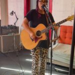 Jennifer Lindberg Instagram - warming up for rehearsal for upcoming tour w @goldensuns and @warpaint go to ( if ya wannoo) : warpaintwarpaint.com for tickets♥️ happy monday. (shes a little fisty this week ..for me)