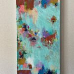 Jennifer Lindberg Instagram - “recalibration” 30x15 acrylic, oil pastels ♥️♥️♥️ #abstractpainter