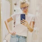 Jennifer Robertson Instagram - Woman who vehemently swore she would never wear 80’s style clothing again, catches herself in the mirror wearing mom jeans, large round glasses, and a scrunchie.