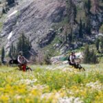 Jeremy Jones Instagram – “I saw a couple nice lines” @mia__jones_ said after a recent summer hike.
It’s all I needed to hear to fire up the bikes and take a look.
I must admit I was skeptical looking up from the valley at the bare mountains that we would make turns but she was right.
Wild flowers, single track and late August turns on some of my favorite lines made for a memorable day.
Extra grateful to get a bonus day of summer shralpinism with her before she heads to college!
📷 @ming.t.poon
@iamspecialized_mtb
#snowpatchhunters