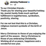 Jeremy Padawer Instagram – Wishing you a very happy, safe, merry Christmas… ❤️