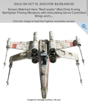 Jeremy Padawer Instagram - Wow.  I’m blown away.  Over $3 million for a movie original of the original 1977 Star Wars X-Wing. #starwars @heritageauctions