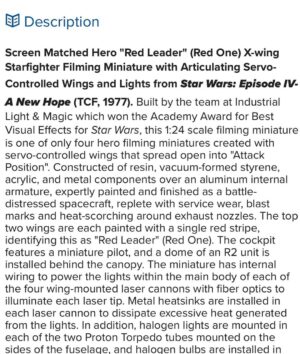 Jeremy Padawer Instagram - Wow.  I’m blown away.  Over $3 million for a movie original of the original 1977 Star Wars X-Wing. #starwars @heritageauctions