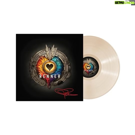 Jeremy Renner Instagram - My official Love and Titanium vinyl is now available for pre-sale. I’m hand signing a limited quantity as well. Get yours at jeremyrenner.shop. Link in bio..