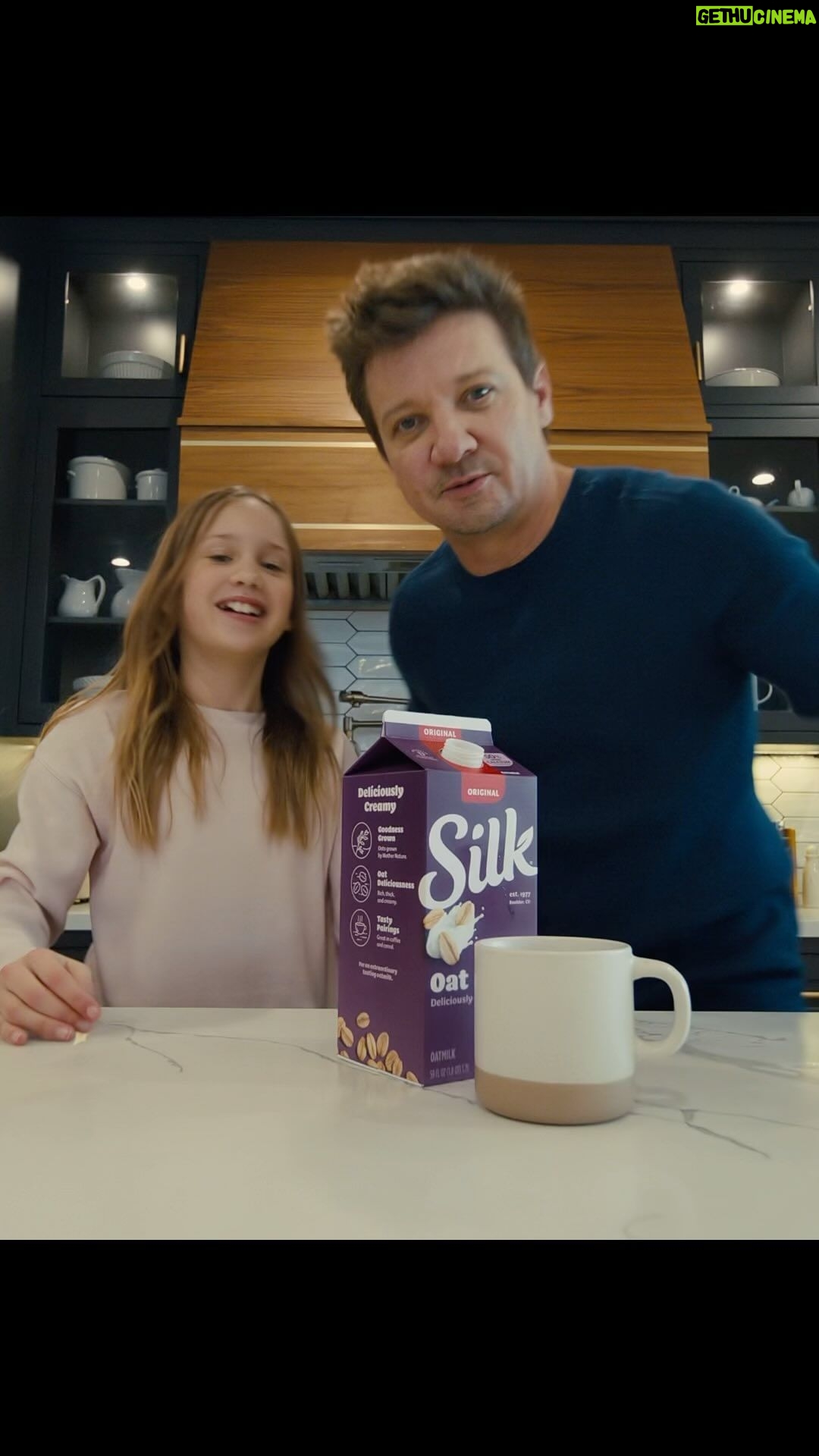 Jeremy Renner Instagram - #Ad Is it a cooking show without food? When a splash of Silk Oatmilk® makes a coffee this delicious, yes. #FeelPlantyGood
