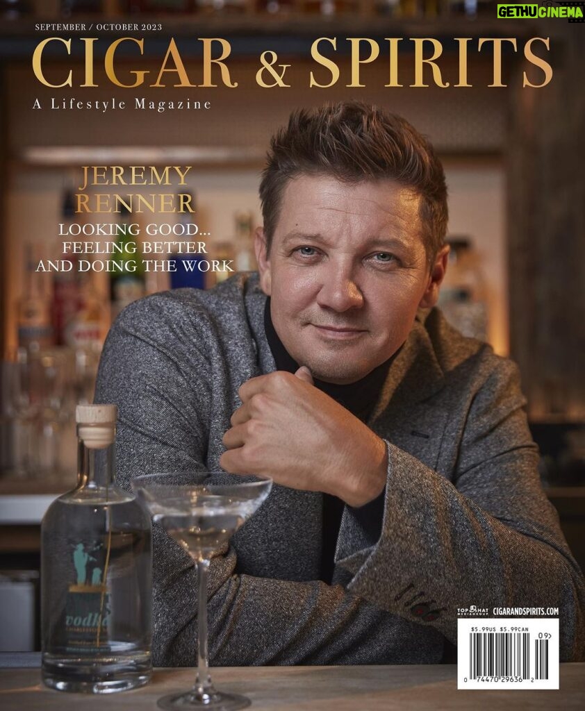 Jeremy Renner Instagram - Thank you @cigarandspirits for the afternoon chat and shoot with @johnrussophoto for our very special family run @sweetgrassvodka company out of Charleston SC…. #inthespiritofspirits #drinkresponsibly