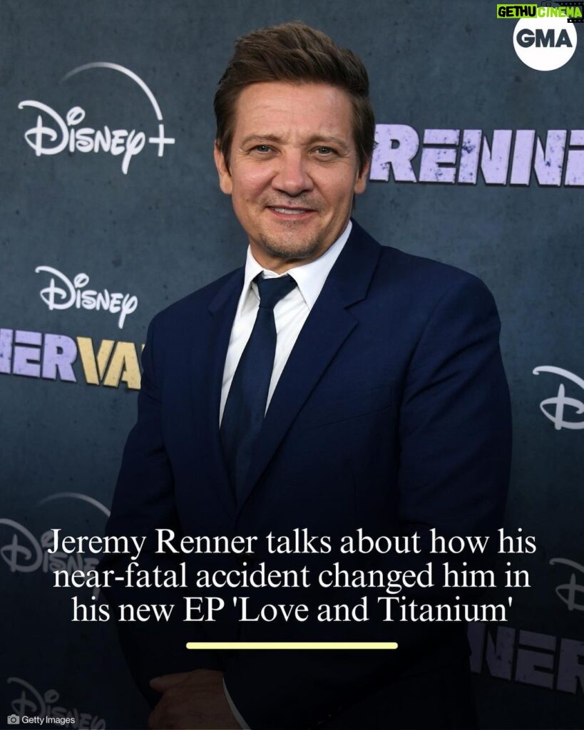 Jeremy Renner Instagram - Jeremy Renner's "Love and Titanium" EP is here, and he marked its release with an emotional behind-the-scenes video. The video, apparently taken during a break in the recording studio, features the "Avengers" star seemingly responding to a question about how his near-fatal snowplow accident a year ago has changed him. See more at our link in bio.
