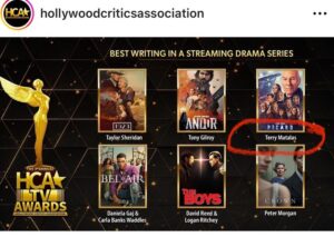 Jeri Ryan Instagram - What an honor…!
Thank you for the nomination @hollywoodcriticsassociation, and congrats to @terrymatalas, @brentjspiner, @sirpatstew , and EVERYONE involved in Season 3 of #Picard! 🖖🏼 #startrekpicard