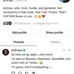 Jeri Ryan Instagram - Ooooookay…let’s see what this Threads thing is all about…!