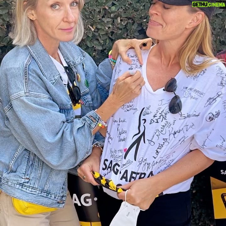 Jeri Ryan Instagram - Day 106…? 107…? They blur together. But what remains true is the SOLIDARITY and strength and friendship on the picket lines. We stand shoulder to shoulder, in ABSOLUTE UNITY with our NegCom in this fight. One day longer. One day stronger. AS LONG AS IT FUCKING TAKES. ✊🏼 @sagaftra #sagaftrastrong #sagaftrastrike #power2performers