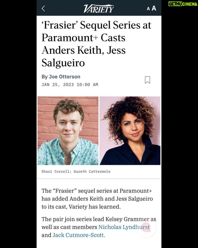 Jess Salgueiro Instagram - FRASIER’S BACK!!! 🥗 🍳 So pumped to be a part of this legendary team. 💫 💫 💫 Thank you @deadline @variety 💘