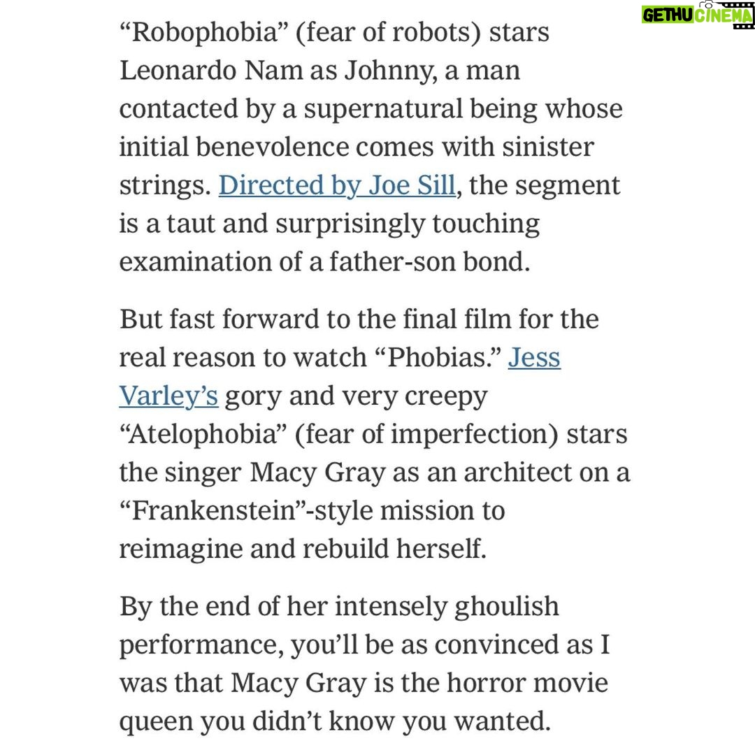 Jess Varley Instagram - Thank you @erikp57 @nytimes for highlighting our film!! Phobias is streaming now on @hulu ⚡️