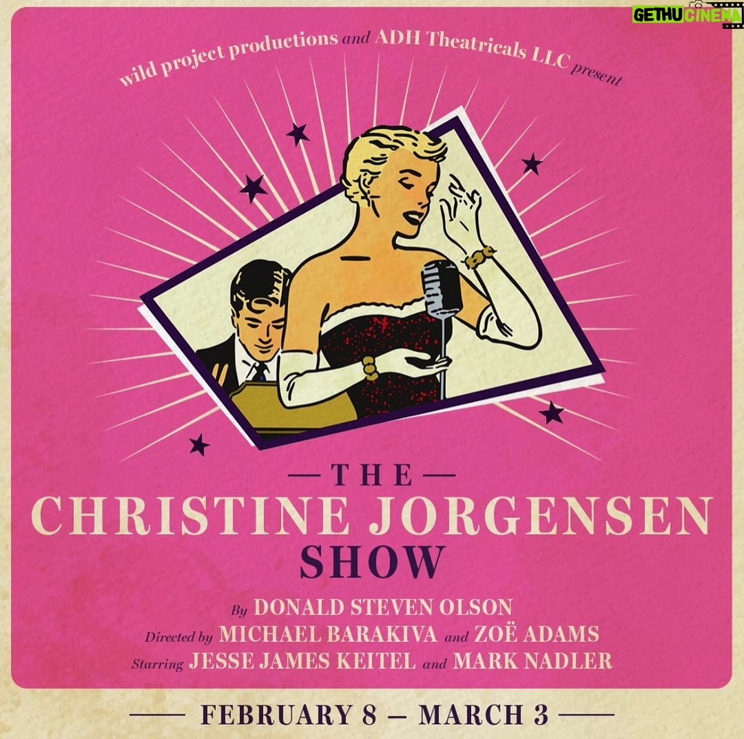 Jesse James Keitel Instagram - I’m so honored to playing the iconic and trailblazing Christine Jorgensen off-broadway at @59e59 in the charming new play “THE CHRISTINE JORGENSEN SHOW” — performances run Feb 8th-March 3rd. Tix in bio 💕 59E59 Theaters