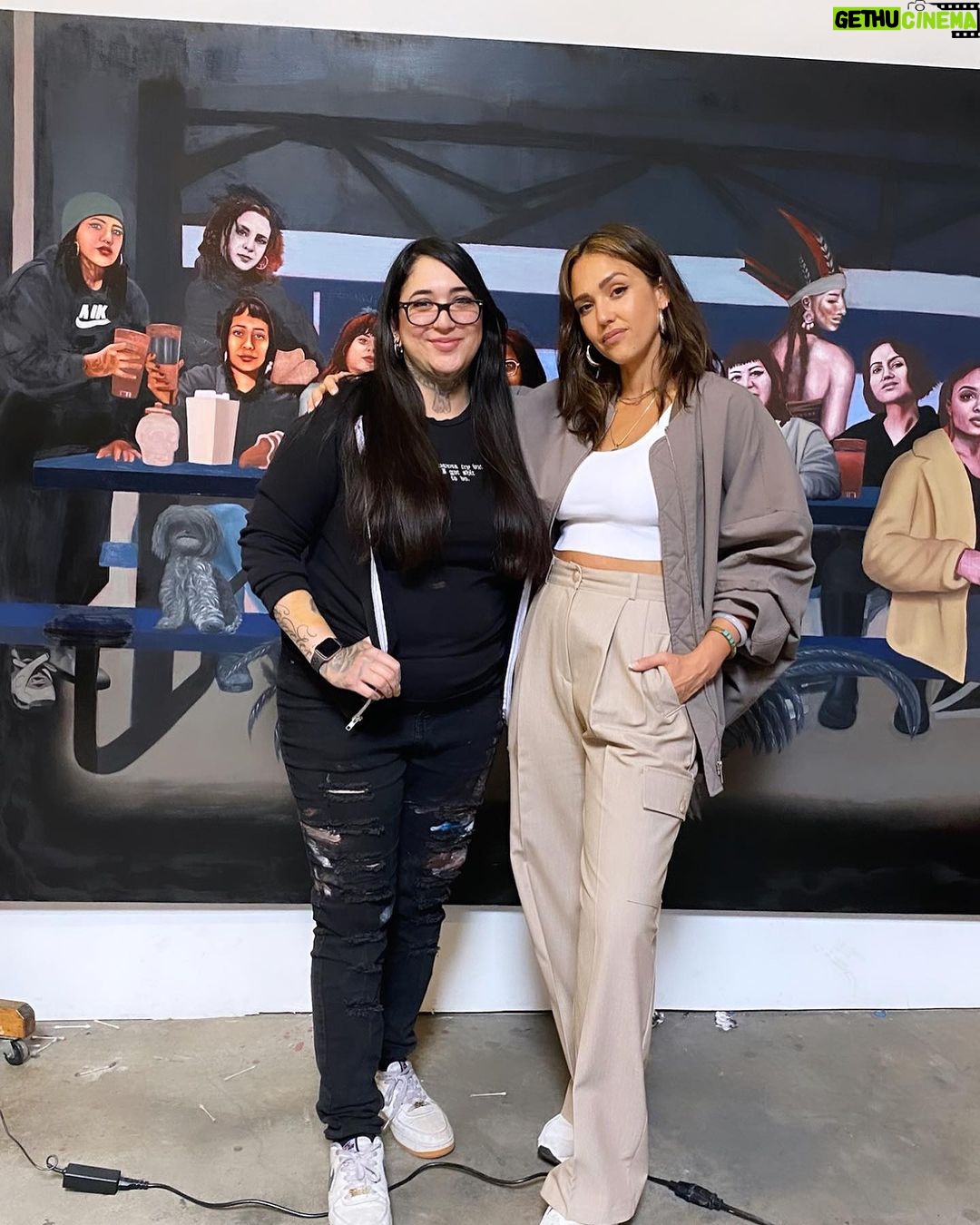 Jessica Alba Instagram - #wcw Featuring a few talented/dope artists!!! - @daniecansino and @jbellzamy β€οΈπ¨π« A few months ago I got to visit both Danie and Jessica at their individual studios. I was so inspired by their stories, their works of art and the power + emotions they evoked. Needless to say, I was instantly #obsessed and wound up buying a few pieces to take home with me βΊοΈπΌοΈ Thank you both for having me in your sacred spaces - I am in awe of your talent and the stories you are telling π€ Cheers to these phenomenal artists who remind us that art has the power to heal, inspire, and unite us all ππ½ #HispanicHeritageMonth #LatinXHeritageMonth #WCW #latinapower #chingonaaf