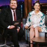 Jessica Biel Instagram - Last night (in heels! for five seconds!) with @latelateshow ✨👟Talking @candyonhulu with @j_corden and @davidspade 🪓