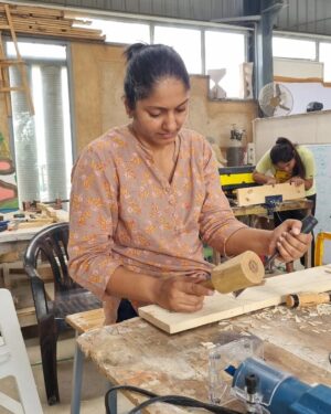 Jhansi Instagram - I could do this ! Thank you, Shailna & Anish of  @studioclutter , 
The sounds of  scraping saws,
the smell of faint burnt wood,
The sight of dancing dust,
The feel of timber resisting the chisel..
You made me enter a whole new world of wood working. 
Your 2 day work shop has given me the courage to build with confidence .
And your wood art has inspired me to use wood to my mixed media craft projects. 
Proudly show casing my unfinished fridge caddy . 
@oornafarm you were a great host.

#woodworking
#woodart
#newlearning 
#alwaysastudent