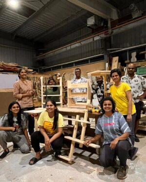 Jhansi Instagram - I could do this ! Thank you, Shailna & Anish of  @studioclutter , 
The sounds of  scraping saws,
the smell of faint burnt wood,
The sight of dancing dust,
The feel of timber resisting the chisel..
You made me enter a whole new world of wood working. 
Your 2 day work shop has given me the courage to build with confidence .
And your wood art has inspired me to use wood to my mixed media craft projects. 
Proudly show casing my unfinished fridge caddy . 
@oornafarm you were a great host.

#woodworking
#woodart
#newlearning 
#alwaysastudent