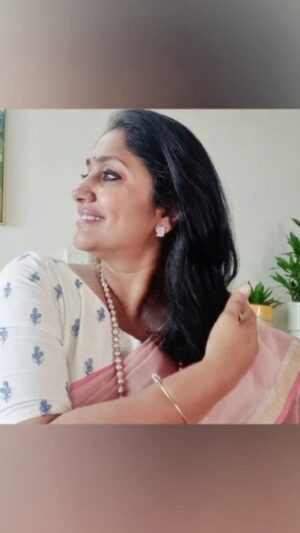 Jhansi Instagram - The softness of the color mellowed my mood,
The cold weight of the Baroque pearls grounded my ego.
The complexity of the Handloom, simplified my problems. 
It was a great Sunday revelation with the sweet voice of @chinmayisripaada humming in the background. 
Couldn't hold back sharing. 
The baroque pearls and rose quartz earrings are treasures gifted by the most precious person of my life.