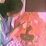 Jhansi Instagram – My kind of Archana. 
Mixed media art. 
Work in progress 
#sravanamasam
#mahalakshmi #varalakshmipooja 
#art #mixedmedia