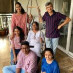 Jhansi Instagram - 4A 4C 4E still together. We went to the same school, the same class and lived in the same building. All 3 different personalities, but the common thread is kindness and satvic nature. Here we are with our next generation. Kiran Uma and me with Anshu , Ganesh & Dhanya @kmahavratayajula , @zumkhi #childhoodfriends