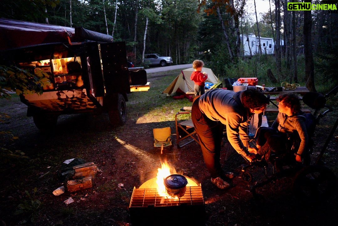 Jim Baird Instagram - This is Day 3 of my family’s cross Canada Overlanding adventure to Northern B.C. and we are just passing though Thunder Bay, Ontario after camping at Sleeping Giant last night. We’re driving our @chevroletcanada Silverado ZR2 and hauling our Expedition 2.0 off-road tear-drop by @offgridtrailers for our accommodations. I’m happy to report that the kids are doing great, and we’ve enjoyed several sights along Lake Superior’s beautiful north shore. That being said, we have also dealt with a couple hiccups - most notably, our dog North had a run-in with a skunk last night which resulted in me spending the entire morning scrubbing him in the lake with tomato sauce and toothpaste! But before leaving on this month-long adventure, we harvested a bunch of the corn, beans and squash from our three-sisters garden and have been enjoying delicious meals of ample corn on the cob and moose steaks each night. (Hudson doesn’t seem to want to wait for the corn to be cooked and hammered a whole cob and a half raw yesterday). We’re all looking forward to see what adventures lie ahead, particularly the 10-day canoe trip into Alaska down the Stikine River which we’ll reach after making our way down the rugged Telegraph Creek road. We’re going to be putting the big lake behind us soon and will push to the Kenora, Ontario area tonight. #offgridtrailers #chevroletcanada #findnewroads #sponsored #overlanding #familycamping