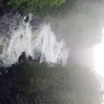 Jim Baird Instagram - (Flip your phone sideways). This is a drone shot of remote, Obabaika Falls in the early morning mist that I took while on a 16-day canoe trip in the Temagami Region with my brother @ted.baird The falls likes about 400 meters up the Obabika River from its confluence with the Sturgeon River. Tough to view from the portage trail, it’s a hidden delight that few have the orovlidge to lay their eyes on. Obabika River Provincial Park