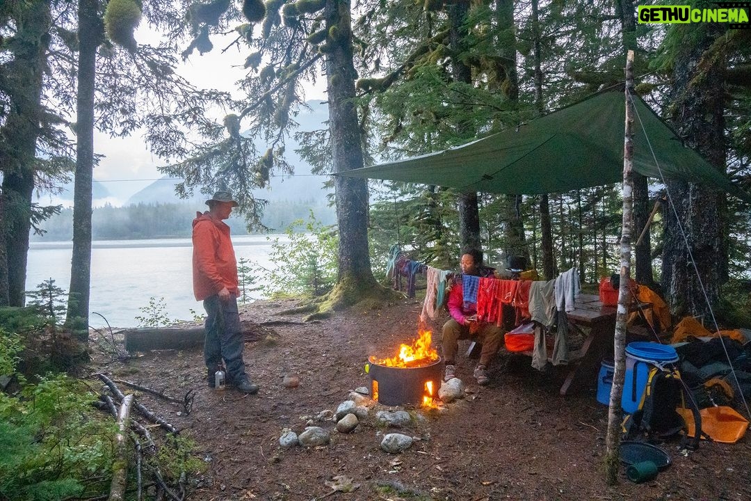 Jim Baird Instagram - Despite more rain, it was an incredible day on the Stikine River. We portaged the canoe over a mile to get into a remote lake only accessible by plane or boat. We paddled by mesmerizing icebergs and were in awe of the glaciers around the lake. In episode 12 of our adventure, @torigoesoutside and I finally paddled into Alaska, and found an off-grid salmon processing facility. Did we manage to get some fresh Stikine River sockeye salmon? Check out episode 12 of our adventure series on YouTube - link in bio! #outdoors #canoeing #alaskaadventures #northernbc #camping #familycamping #stikineriver #greatglscier #mountainsadventure #campingintherain
