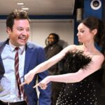 Jimmy Fallon Instagram - It’s a murder on the studio hallway dancefloor. @sophieellisbextor #FallonTonight #Saltburn The Tonight Show Starring Jimmy Fallon