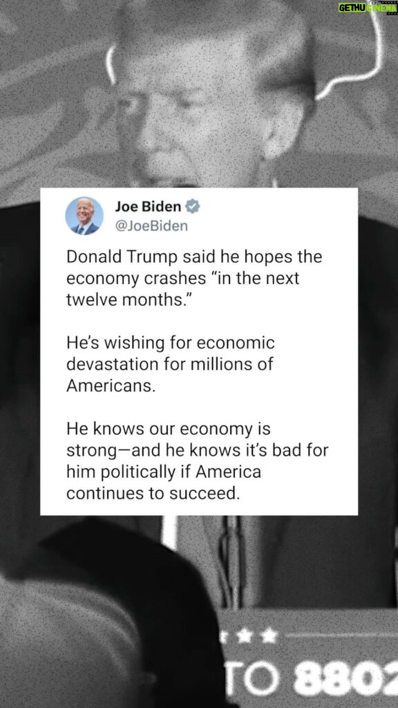 Joe Biden Instagram - Donald Trump is wishing for economic devastation for millions of Americans.